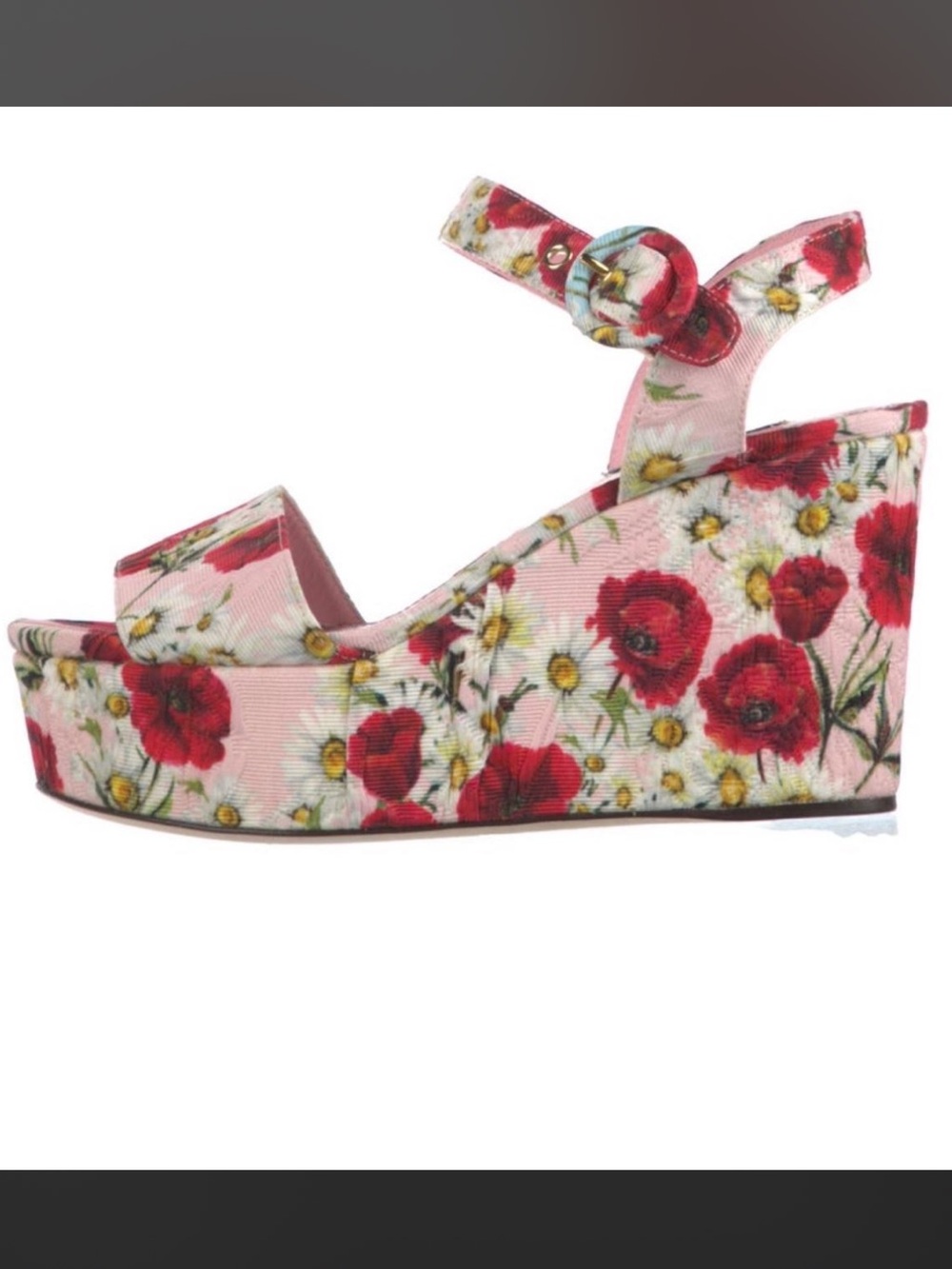 Dolce & Gabbana Pink Floral Platform Wedge Sandal